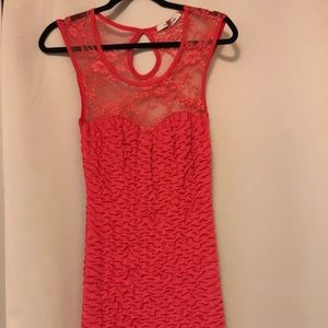 Coral fitted party dress